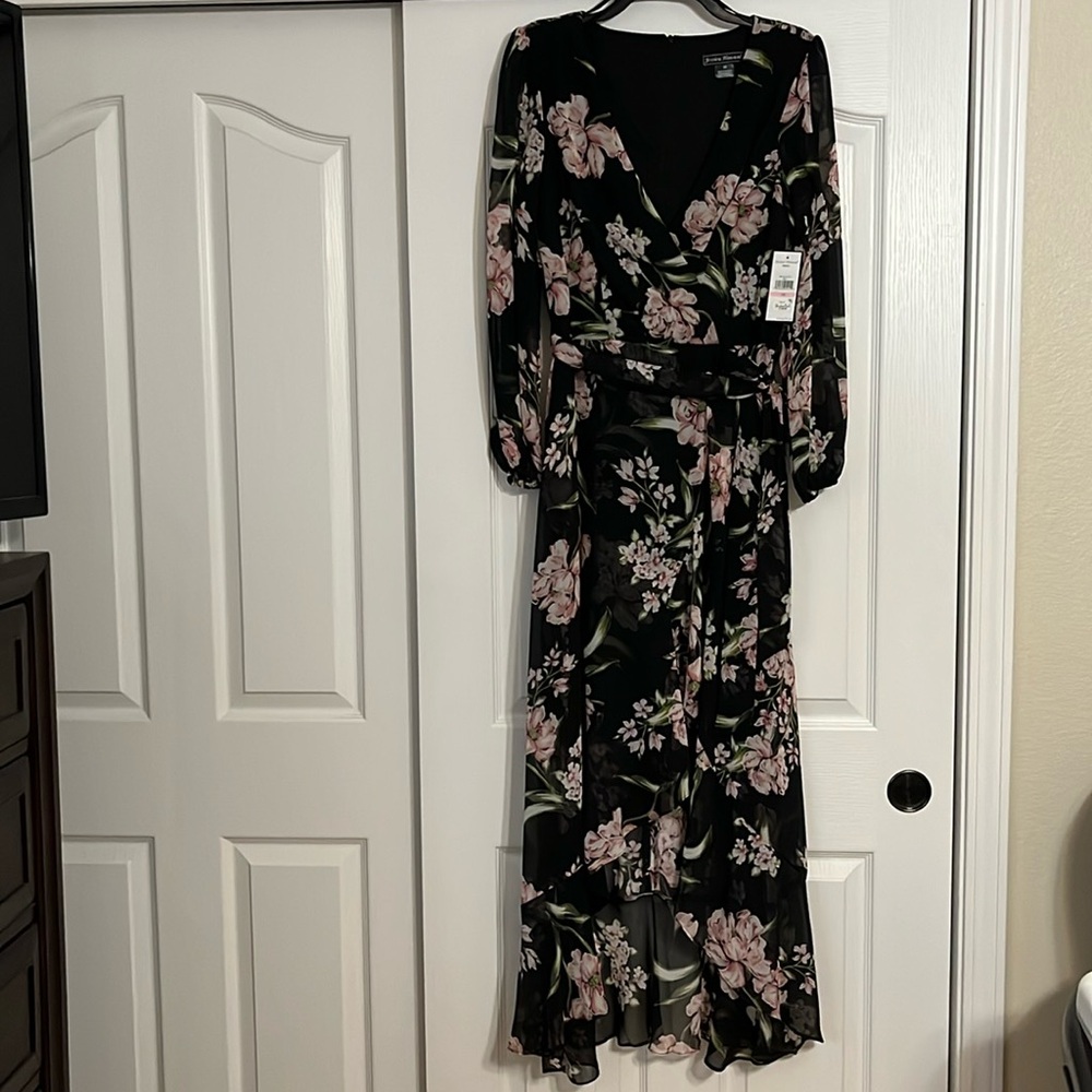 NWT Black Floral Jessica Howard hi-lo dress